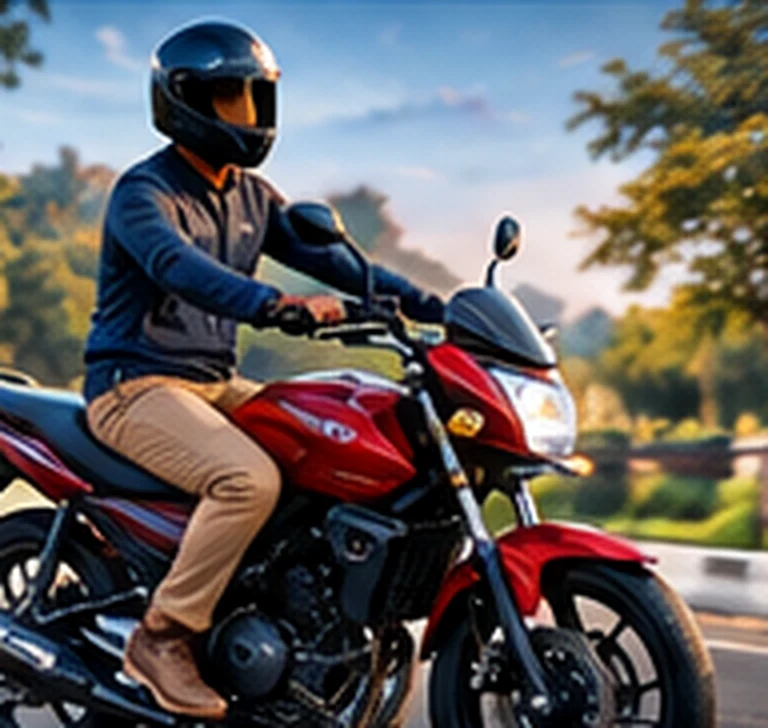 AI-generated rider wearing a helmet on a motorcycle